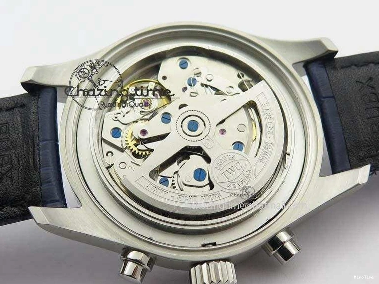 MIROTIME 1225 Pilot Chrono SS IW387809 ZF 1:1 Best Edition Silver Dial Blue Numbers On Blue Leather Strap A Lightweight 7263